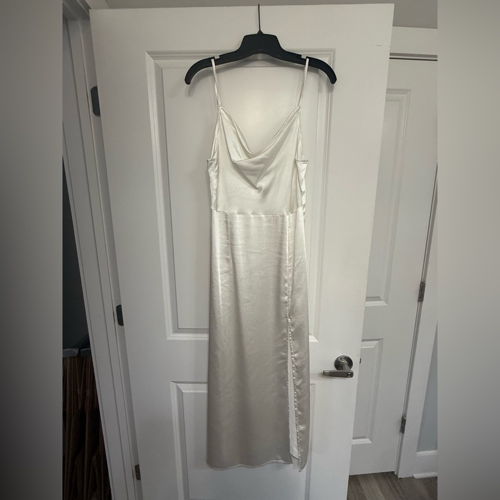 Elegant White Satin Slip Dress